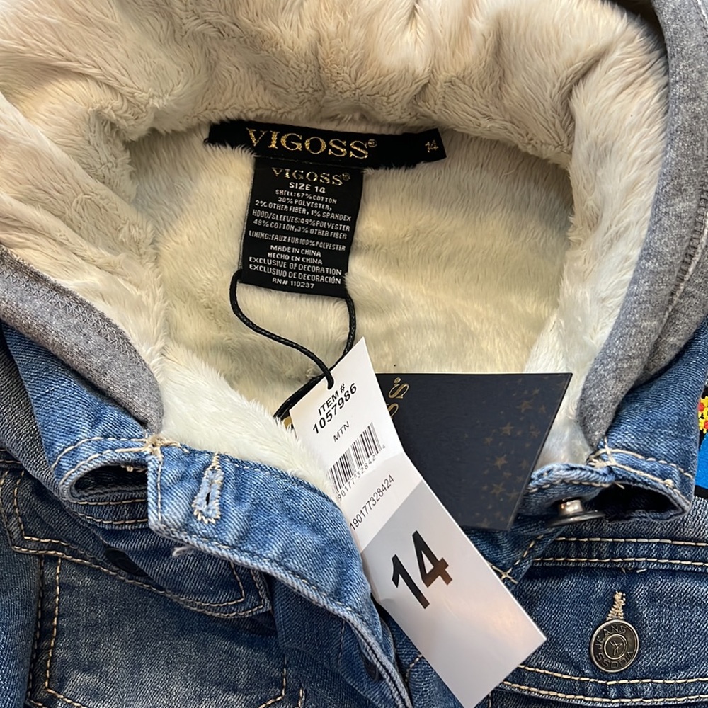 Vigoss Jean/Sweatshirt Patched Hooded Jacket - Picture 7 of 8